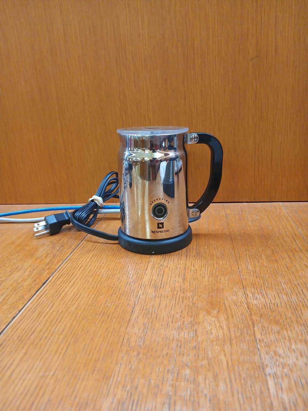 Nespresso Stainless Steel Milk Frother with Black Handle